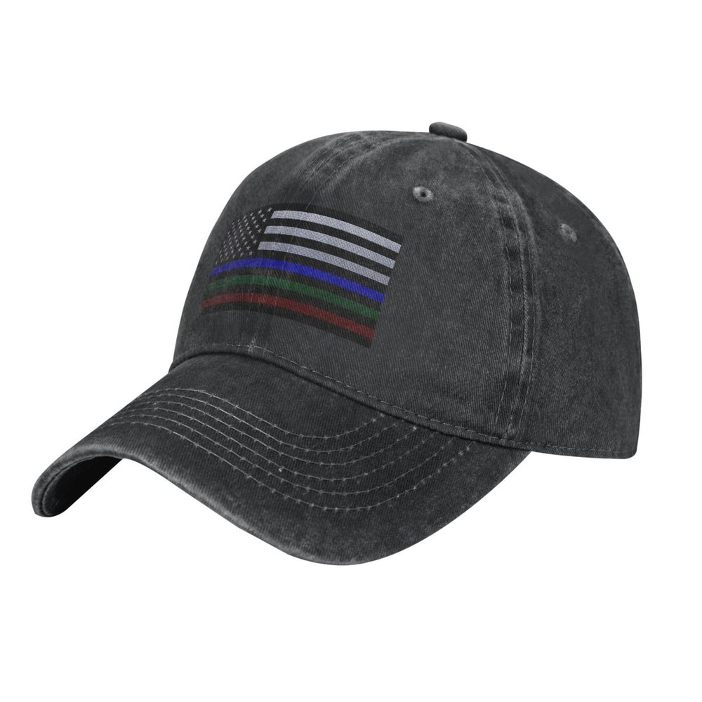 LIFANGMI United States Thin Line Blue-Green-Red Flag Knitting Effect Baseball Cap for Men Women Hats Adjustable Vintage Cowboy Hat Sun Hat