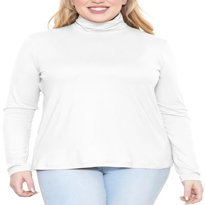 Women's Plus Size Relaxed Long Sleeve Turtleneck White 2X