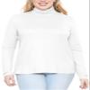 Women's Plus Size Relaxed Long Sleeve Turtleneck White 2X view 1