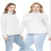 Women's Plus Size Relaxed Long Sleeve Turtleneck White 2X view 2