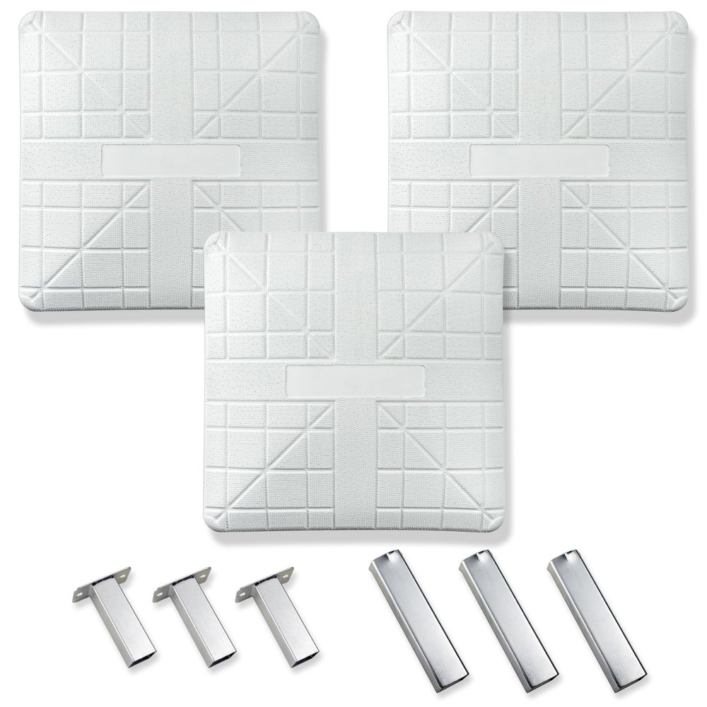 Cannon Sports Pro Molded Base Set of 3 for Baseball and Softball - 18" x 18" Molded Rubber with High-Density Foam Core Ground Anchored Bases - Includes 1st, 2nd, 3rd Base