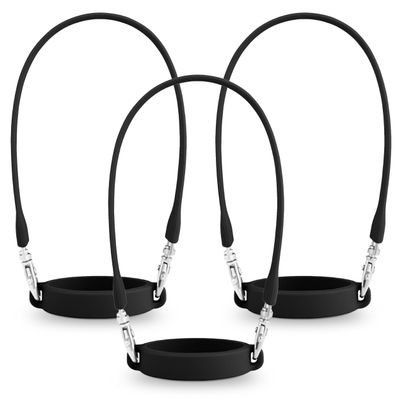 Ryan & Rose Water Bottle Handle 3 Pack - Silicone Water Bottle Sling, Carrier, Holder with Strap, Compatible with Stanley Cup Accessories (Flat Black (3 Pack))