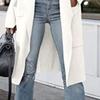Maiyifu-GJ Women's Wool Blend Trench Coat Long Cardigan Jackets Long Sleeve Sweaters Casual Lapel Open Front Overcoat (White,Large) view 3
