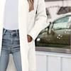 Maiyifu-GJ Women's Wool Blend Trench Coat Long Cardigan Jackets Long Sleeve Sweaters Casual Lapel Open Front Overcoat (White,Large) view 4