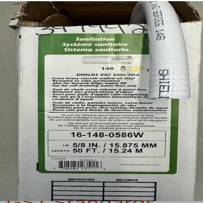 (10' or 20' feet) 148 Series Sanitation Hose VAC Extra Heavy Duty Shields Trident Marine RV (I.D.: 5/8" x 20'FT)