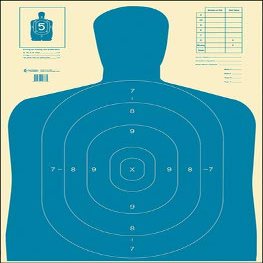 24 Pk, B-27E Economy Target Full Size B-27 Silhouette Cut Off Below 7 Ring Blue Size: 23" X 35"
