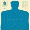 24 Pk, B-27E Economy Target Full Size B-27 Silhouette Cut Off Below 7 Ring Blue Size: 23" X 35" view 1