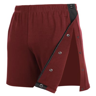 Wataxii Men's Snap Tear Away Shorts Athletic Breakaway Shorts Adaptive Post Hip Knee Surgery Recovery Pants with Pockets Jujube Red