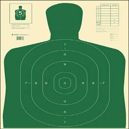24 Pk, B-27E Economy Target Full Size B-27 Silhouette Cut Off Below 7 Ring Green Size: 23" X 35"