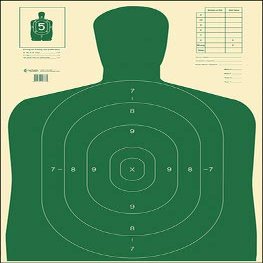 24 Pk, B-27E Economy Target Full Size B-27 Silhouette Cut Off Below 7 Ring Green Size: 23" X 35"