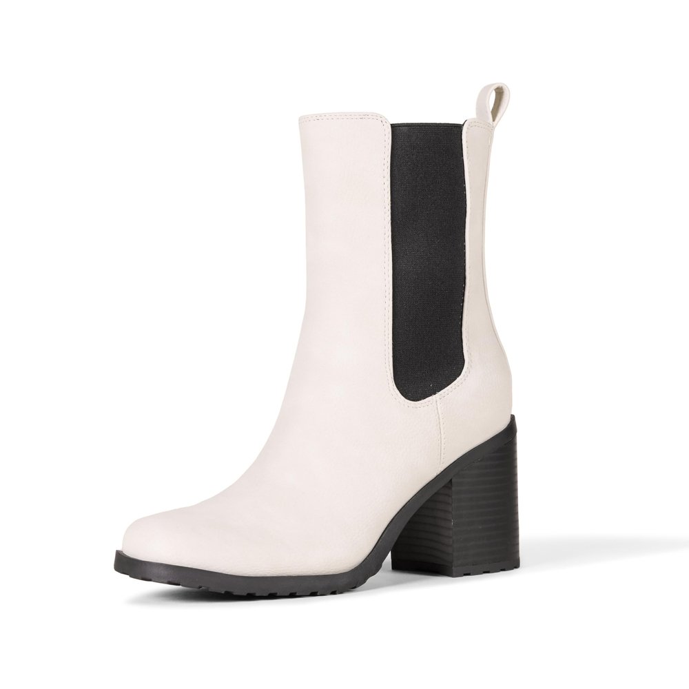Amazon Essentials Women's Mid Calf Heeled Chelsea Boot, Sand, 6.5