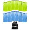 TopTie 12 PCS Nylon Mesh Scrimmage Team Training Vests, Event Vest for Basketball-LIGHTBLUE YELLOW-Adult view 1