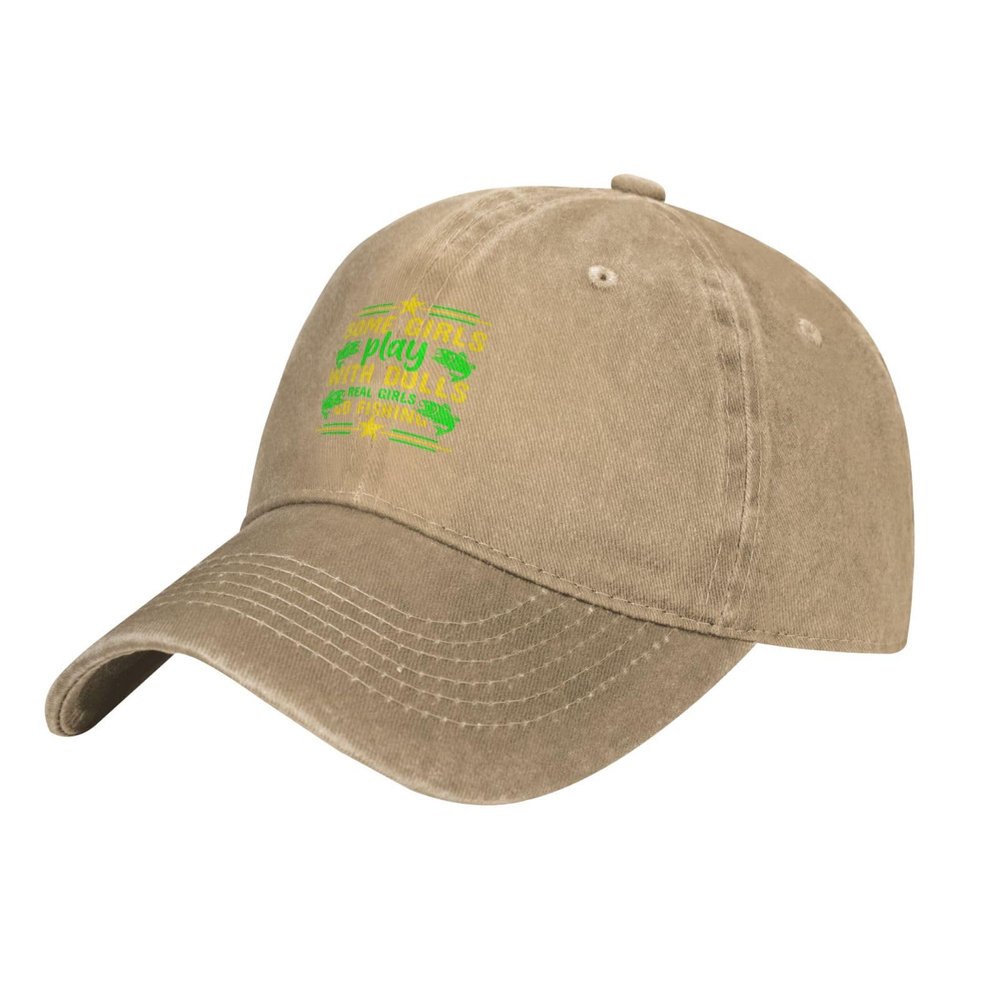LIFANGMI Some Girls Play with Dolls Real Girls Go Fishing Baseball Cap for Men Women Hats Adjustable Vintage Cowboy Hat Sun Hat Natural