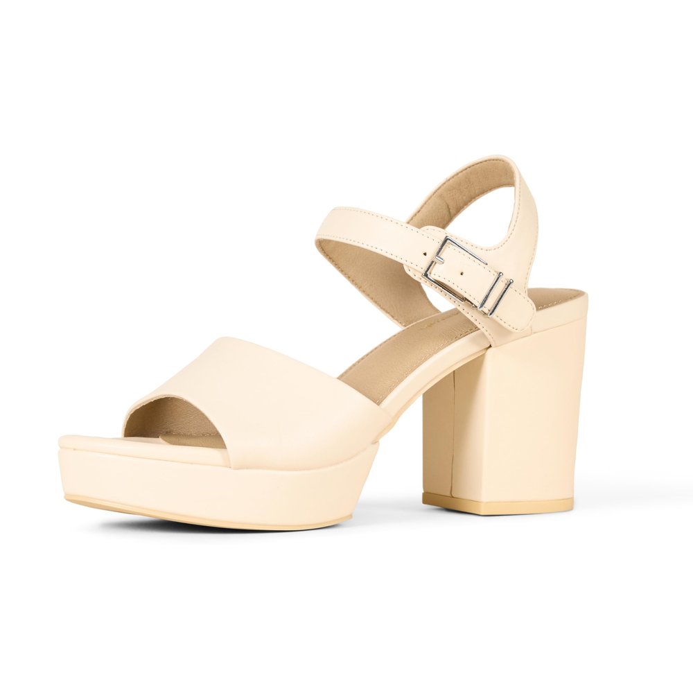 Amazon Essentials Women's Platform Heel Sandal, Pale Beige, 6