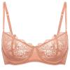 DOBREVA Women's Sexy Lace Push Up Plus Size Bra Sheer Balconette Underwire Unlined Cream Coffee 36E view 1
