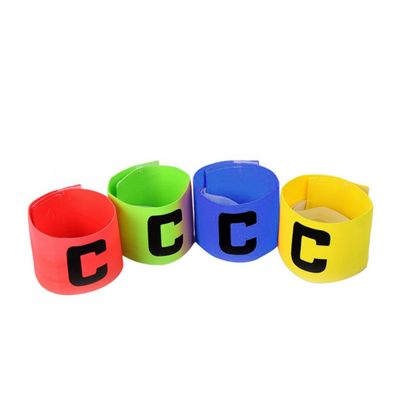 Yardwe 4pcs Football Soccer Captain Bands c Word Logo White Elastic Adjustable for Adults Boys and Girls