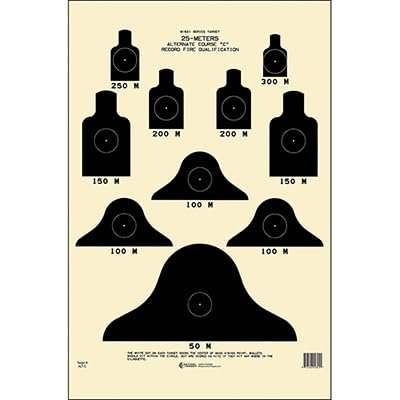 24 Pk, M16 Alternate C Course Qualification Target Heavy Tagboard Paper Black Size: 17 1/4" X 23"