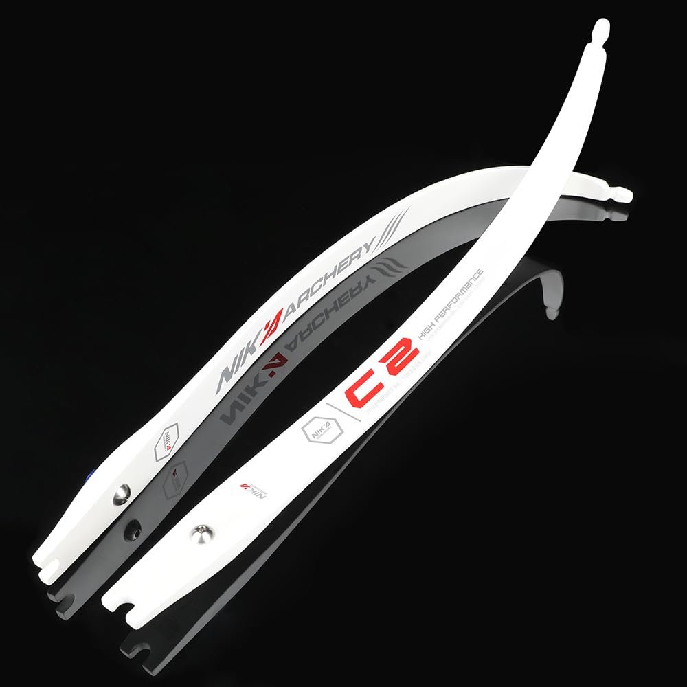 68 inch ILF Recurve Bow Limbs Carbon Fiber Takedown Recurve Bow Limbs Replacements 12-50lbs Compatible for 25 Riser (White, 16 Lbs)