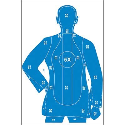 100 Pk, Full Size B-21X Target Police Training Silhouette with 5X-Ring Blue Size: 35" X 45"