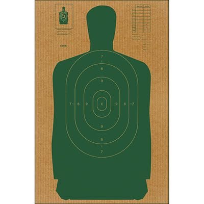 24 Pk, Full Size B-27 Cardboard Target Silhouette (Green) 24" X 45"