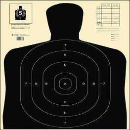 48 Pk, B-27E Economy Target Full Size B-27 Silhouette Cut Off Below 7 Ring Black Size: 23" X 35"