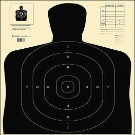 48 Pk, B-27E Economy Target Full Size B-27 Silhouette Cut Off Below 7 Ring Black Size: 23" X 35"