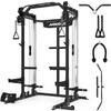 Mikolo Power Cage, 2000LB Power Rack with Independent Dual Pulley System, Multi-Function Home Gym Workout Machine for Cable Crossover (Black) view 1