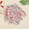 Girls Long Sleeve Swimsuits Rash Guard Bathing Suit Summer Swimwear for Toddler Kids (Red, 3-4 Years) view 2