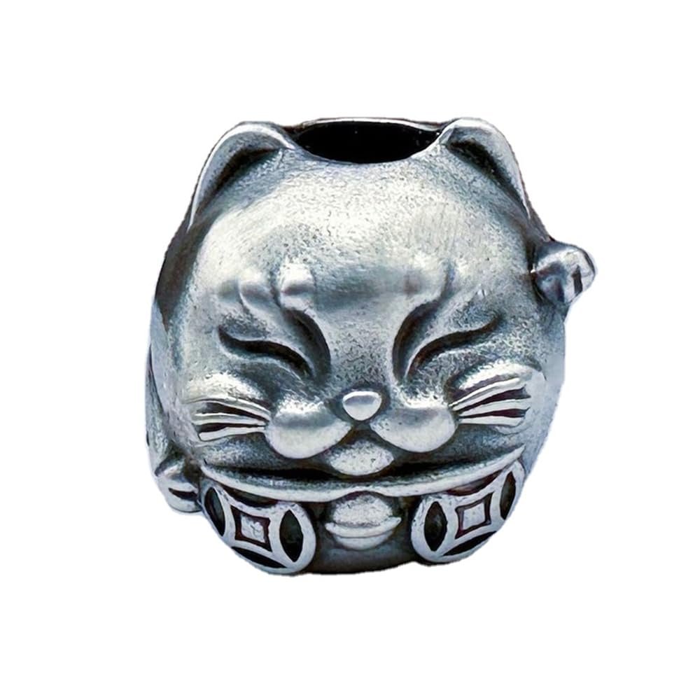 TAOYATAO Retro Brass Lucky Cat EDC beads keychain DIY accessories paracord beads (White brass)