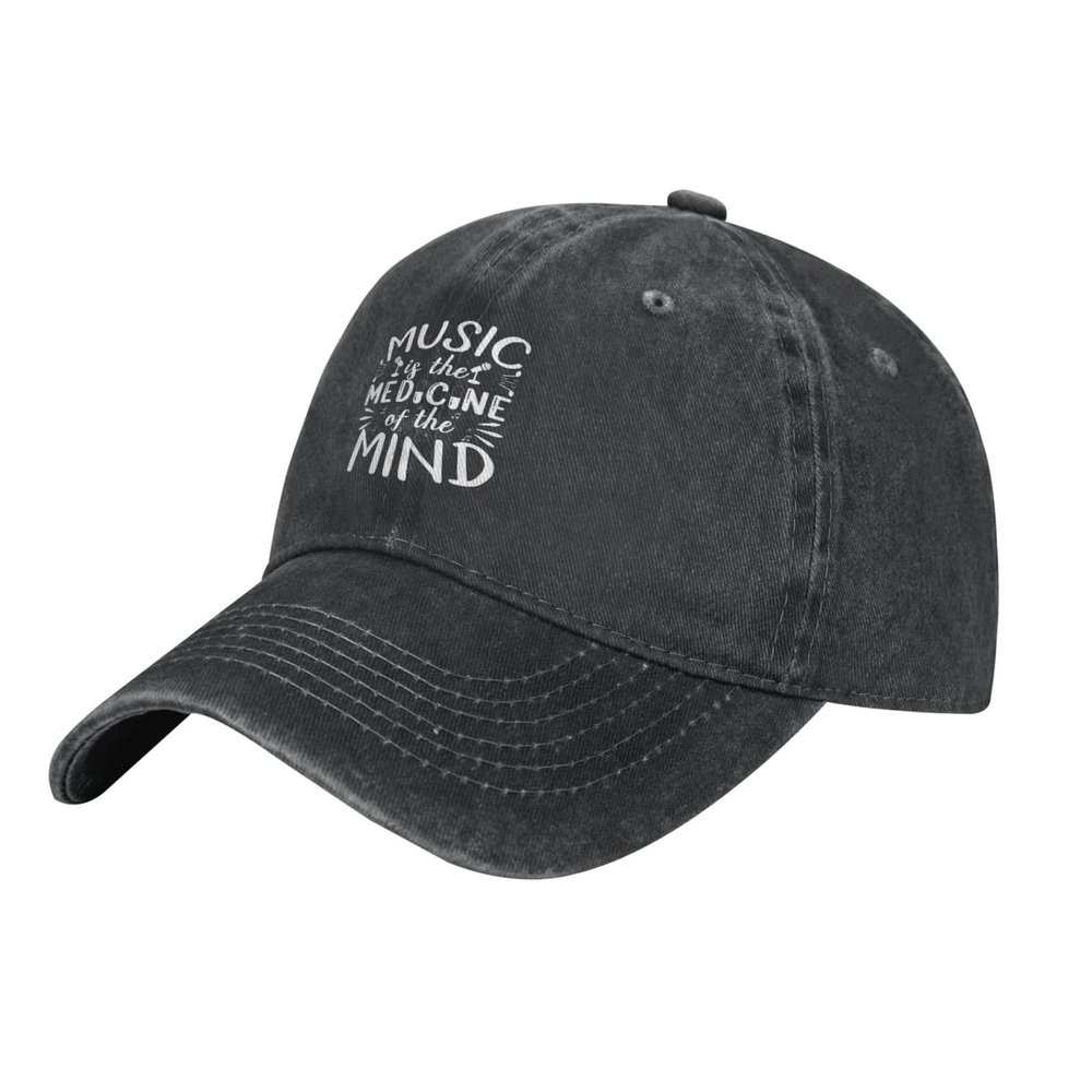 LIFANGMI Music is The Medicine of The Mind Baseball Cap for Men Women Hats Adjustable Vintage Cowboy Hat Sun Hat Black