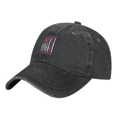LIFANGMI Support Breast Cancer Squad USA Flag Baseball Cap for Men Women Hats Adjustable Vintage Cowboy Hat Sun Hat Black