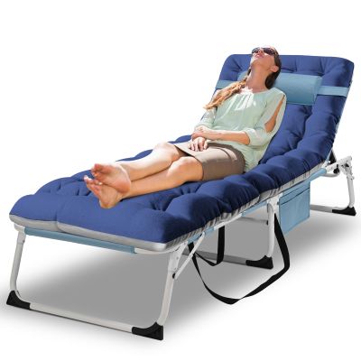 MOPHOTO Portable Folding Camping Cot with Mattress, Adjustable Face Down Tanning Chaise Lounge Chair Folding Bed Sleeping Cots Beds for Adults, Use for Outdoor Travel Camp Beach Patio