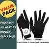 FINGER TEN Golf Gloves Men Right Left Handed Golfer Mens Glove RainGrip Hot Wet Weather Value 6 Pack, All Weather in Black X-Large (Black, Large, Left) view 2
