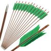 ZSHJGJR Archery Hunting Arrows Target Flu-Flu Arrows Traditional Bamboo Arrows 4 Turkey Feathers Fletching for Recurve Bow Longbow Practice Targeting Hunting 6/12 Pack (12, Green) view 1