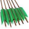 ZSHJGJR Archery Hunting Arrows Target Flu-Flu Arrows Traditional Bamboo Arrows 4 Turkey Feathers Fletching for Recurve Bow Longbow Practice Targeting Hunting 6/12 Pack (12, Green) view 2