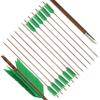 ZSHJGJR Archery Hunting Arrows Target Flu-Flu Arrows Traditional Bamboo Arrows 4 Turkey Feathers Fletching for Recurve Bow Longbow Practice Targeting Hunting 6/12 Pack (12, Green) view 4
