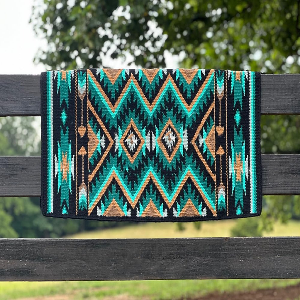 EQUIGEAR Horse Western Ranch Saddle pad/New Zealand Wool Western Saddle Blanket Top Wool Pad Sensor Flex (Customization Available) SED13 (34" x 33")