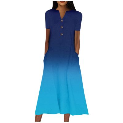 SGASY Club Modern Halloween Dress Women Shift Short Sleeve Cotton Print Tunic Dress for Women Softest Crew Neck Blue M