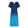 SGASY Club Modern Halloween Dress Women Shift Short Sleeve Cotton Print Tunic Dress for Women Softest Crew Neck Blue M view 2