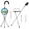 Folding Walking Stick Seat, Hold 198lbs Folding Cane with Seat, Portable and Multi-Functional Iron Crutch Walking Cane with Seat, Anti-Slip Travel Tripod Chair for Seniors and Travelers view 2