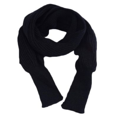 Women Winter Knitted Blanket Long Shawl Wrap With Sleeves Solid Color Crochet Sweater Scarf Multi-Use Poncho Cape Neck Warmer