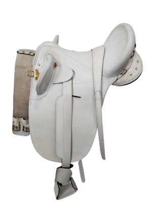 Australian Stock White Color Horse Saddle with Accessories Without Horn by SABA International (12")