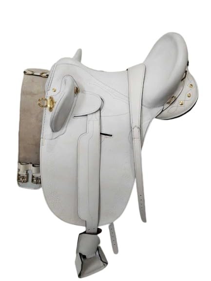 Australian Stock White Color Horse Saddle with Accessories Without Horn by SABA International (12")