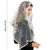 DGFJY Floral Sheer Shawl Embroidered Floral Shawl Headscarf Tudung Hijab Headcovering Scarf Church Shawl Wraps For Women Church Sha, White view 4