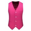JEsilunmaMY Men's Solid Color Slim Suit Vest Single-Breasted Sleeveless Tuxedo Jacket Business Formal Dress Waistcoat Vest (Rose Red,Large) view 1