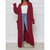 Maiyifu-GJ Womens Long Cardigan Sweater Long Sleeve Open Front Cable Knit Outwear Fall Fashion Knitted Jacket Coats (Red,XX-Large) view 2