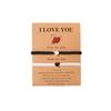 COLORFUL BLING 2Pcs Love Heart Bracelet Adjustable Thread String Protection Long Distance Matching Bracelet for His and Her Couples Friendships Relationship Jewelry-black white view 1