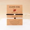 COLORFUL BLING 2Pcs Love Heart Bracelet Adjustable Thread String Protection Long Distance Matching Bracelet for His and Her Couples Friendships Relationship Jewelry-black white view 3