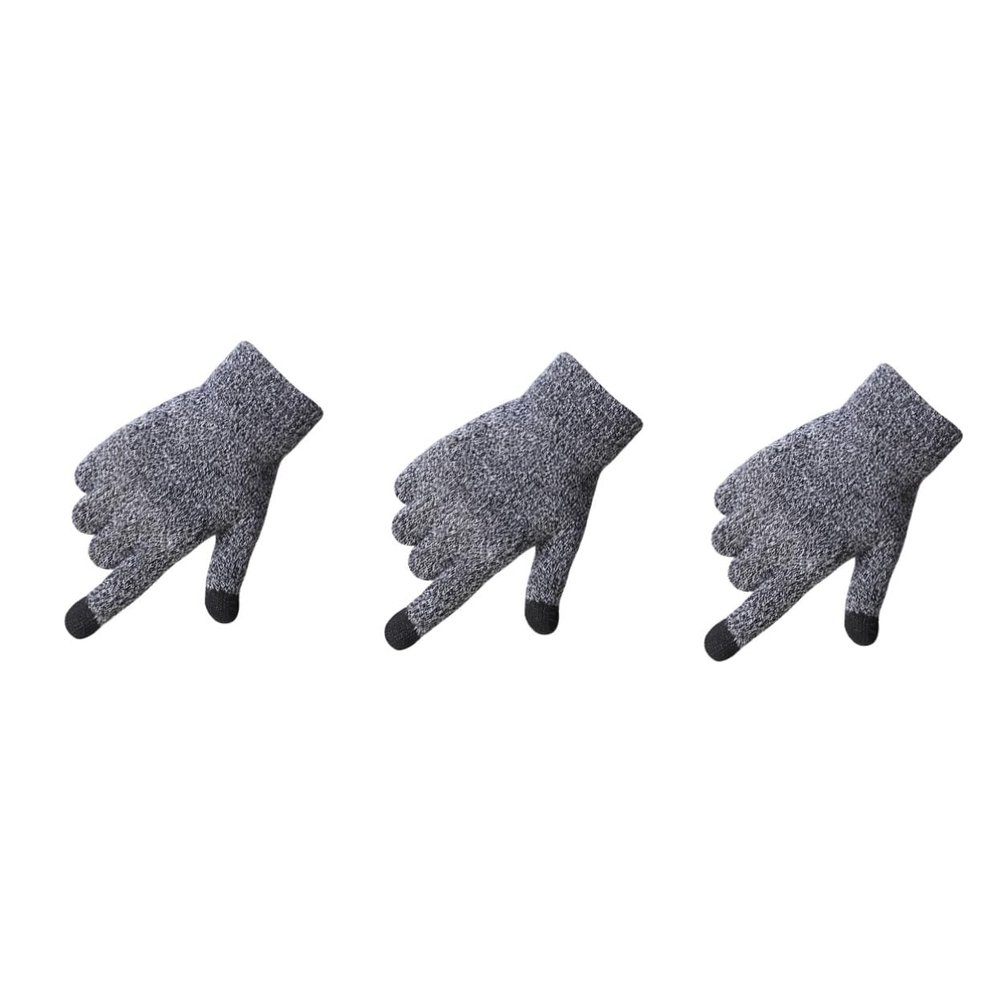 GALPADA 3pcs Gentlemen Thicken Knitted Gloves Screen Winter Gloves for Outdoor Activities Slip-Resistant Comfortable