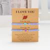 COLORFUL BLING 2Pcs Love Heart Bracelet Adjustable Thread String Protection Long Distance Matching Bracelet for His and Her Couples Friendships Relationship Jewelry-blue purple view 3